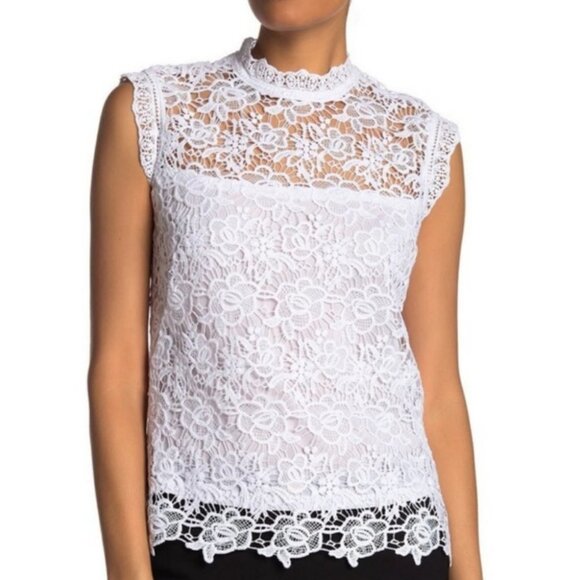 NEW Nanette Lepore White Lace Tie Back Tank Top Size‎ Large Bohemian Romantic L - Picture 2 of 8